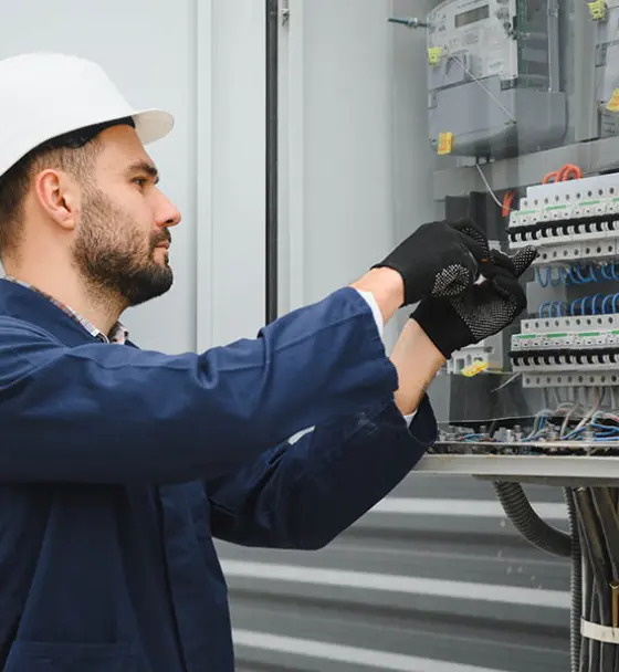 a-male-electrician-works-in-a-switchboard