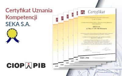 SEKA S.A. uzyskała od CIOP-PIB Certyfikat Kompetencji